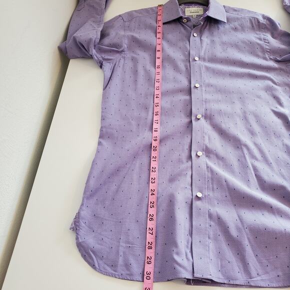Ted Baker Endurance Dress Shirt Purple Polka Dot Spring Summer Classic Purple - Picture 11 of 11